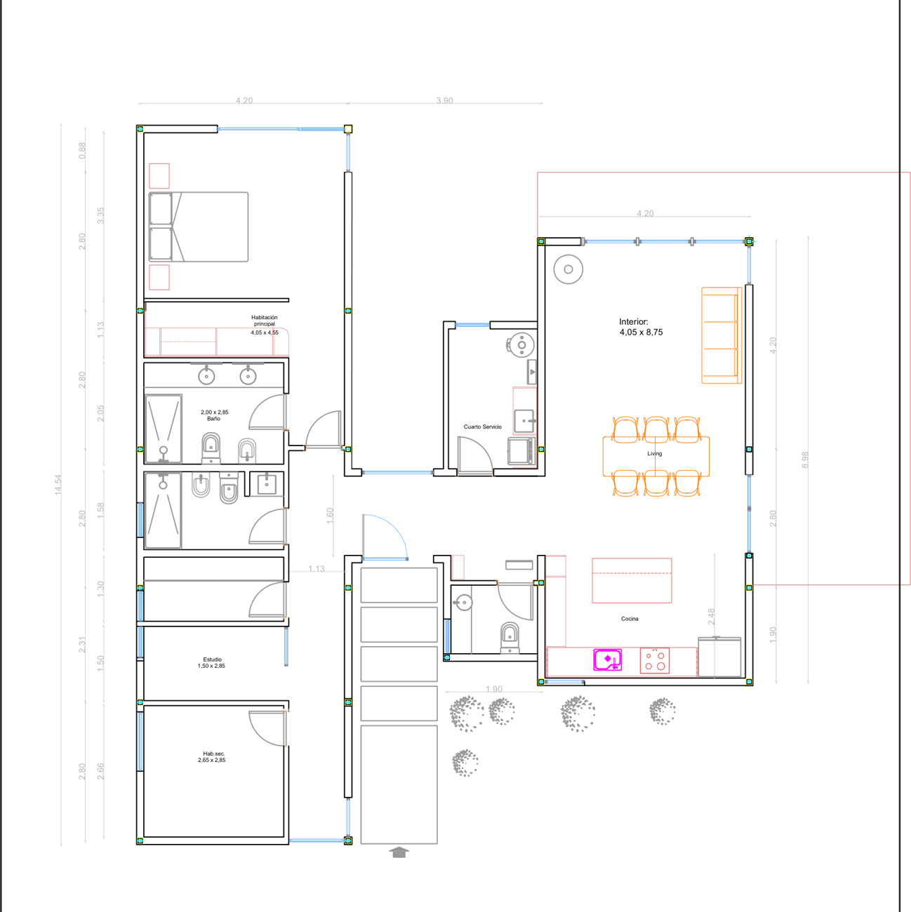 Plano de la vivienda Alborada, 110 m²