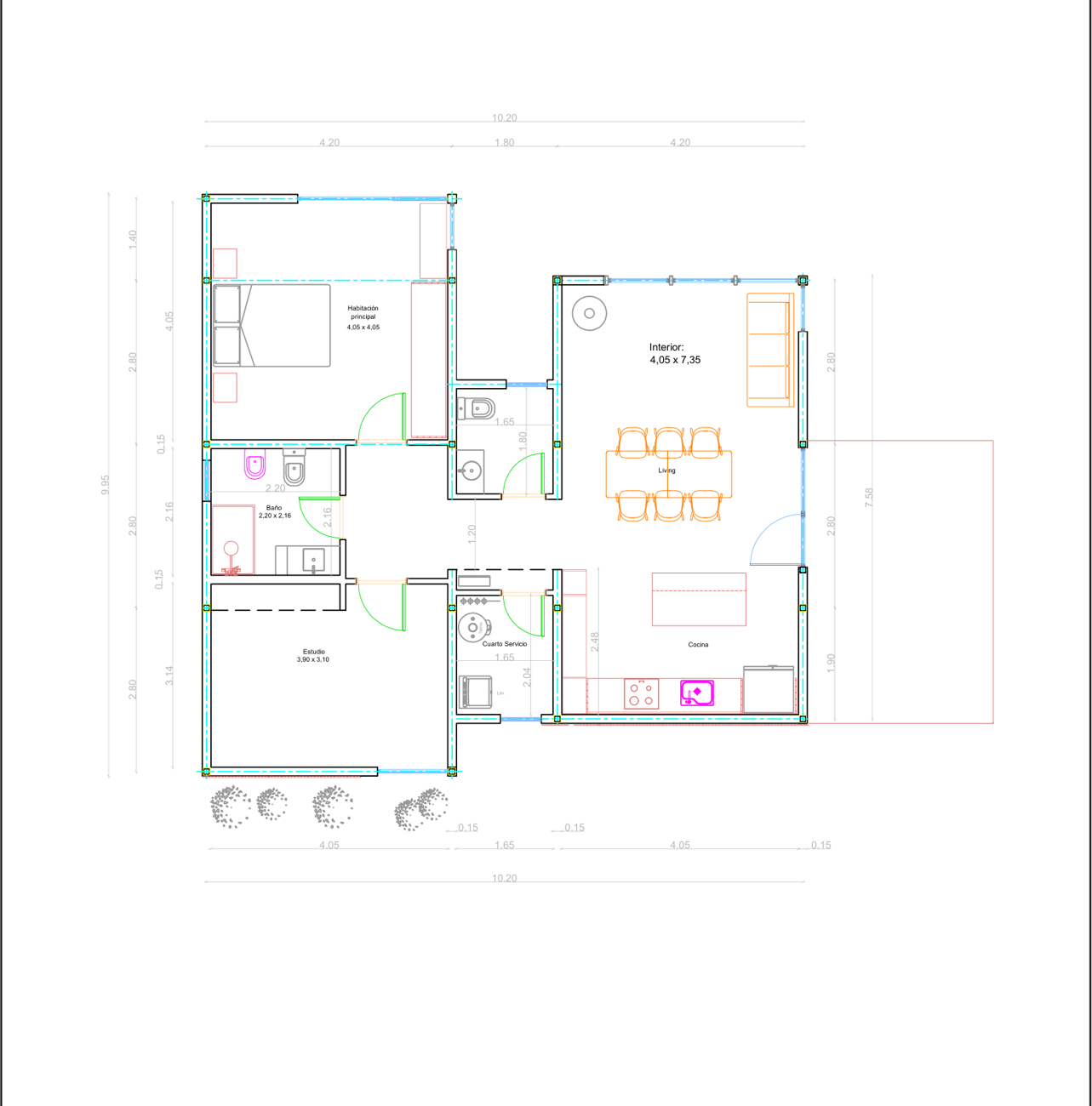 Plano de la vivienda Ombú, 80 m²